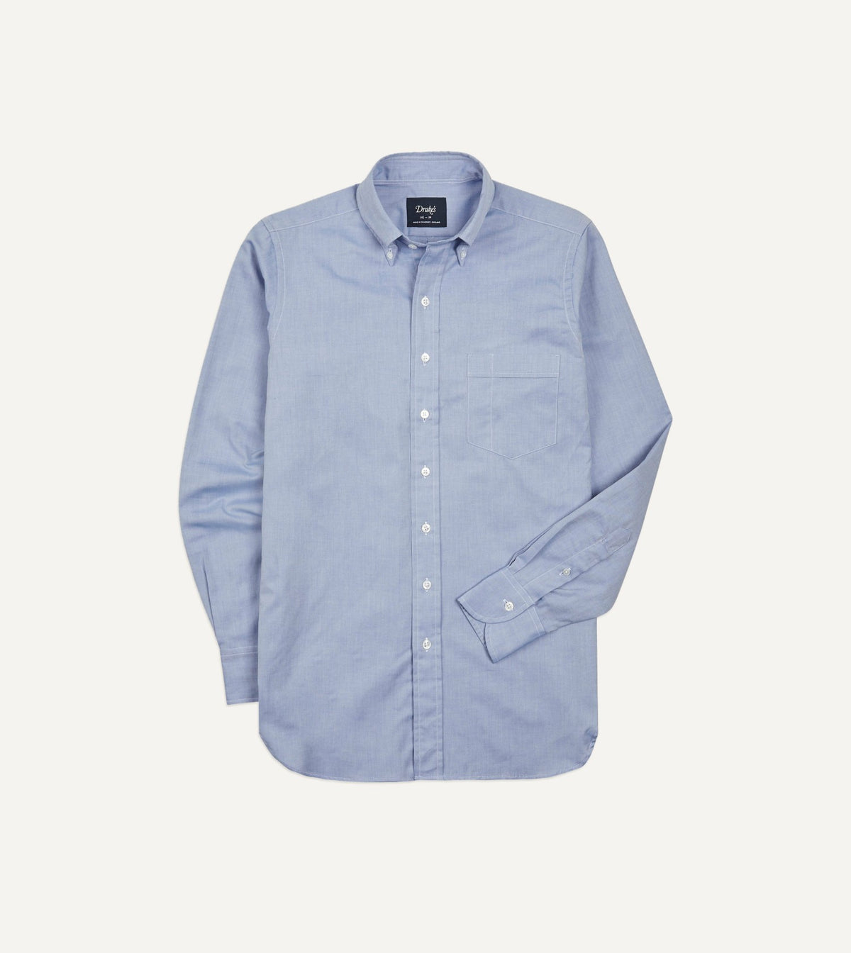 Drake's Navy Pinpoint Oxford Cotton Cloth Button-Down Shirt