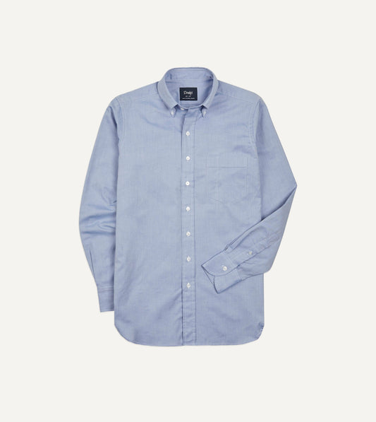 Drake's Navy Pinpoint Oxford Cotton Cloth Button-Down Shirt