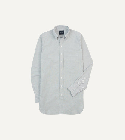 Drake's Black Ticking Stripe Cotton Oxford Cloth Button-Down Shirt