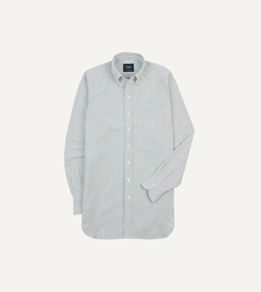 Drake's Black Ticking Stripe Cotton Oxford Cloth Button-Down Shirt