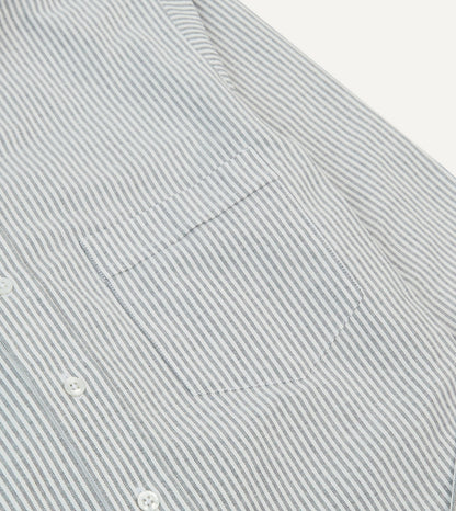 Drake's Black Ticking Stripe Cotton Oxford Cloth Button-Down Shirt