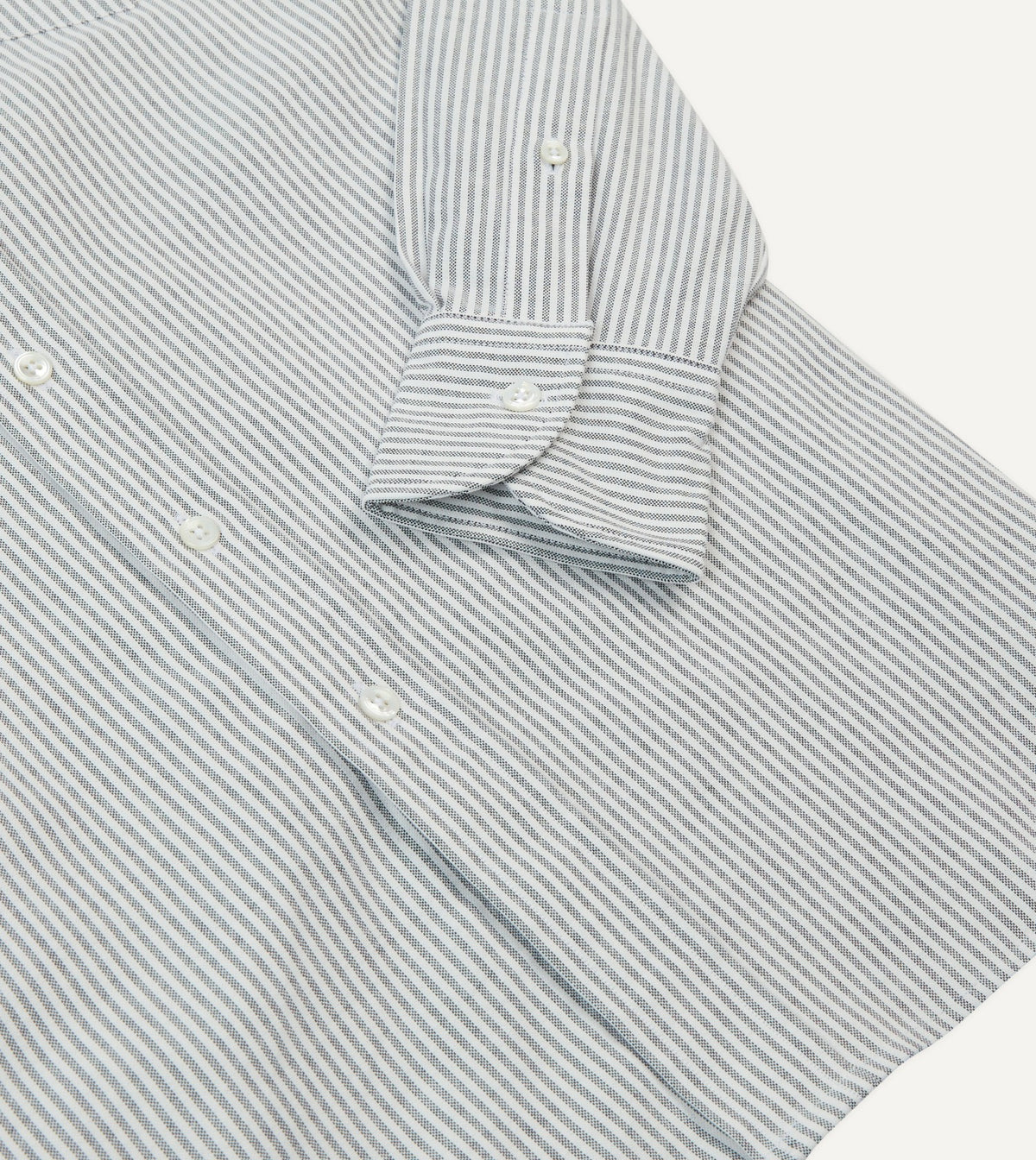 Drake's Black Ticking Stripe Cotton Oxford Cloth Button-Down Shirt