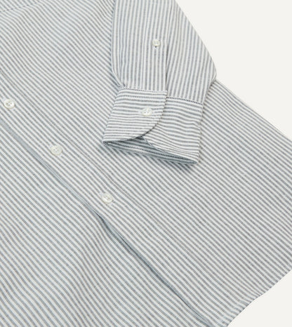 Drake's Black Ticking Stripe Cotton Oxford Cloth Button-Down Shirt