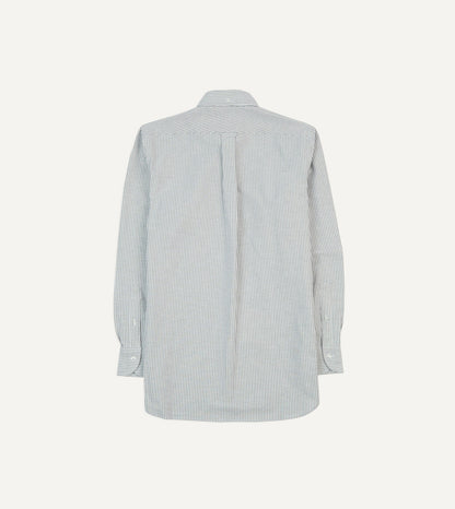 Drake's Black Ticking Stripe Cotton Oxford Cloth Button-Down Shirt