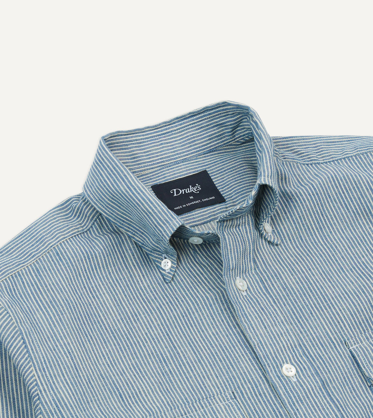 Drake's Navy Stripe Denim Work Shirt