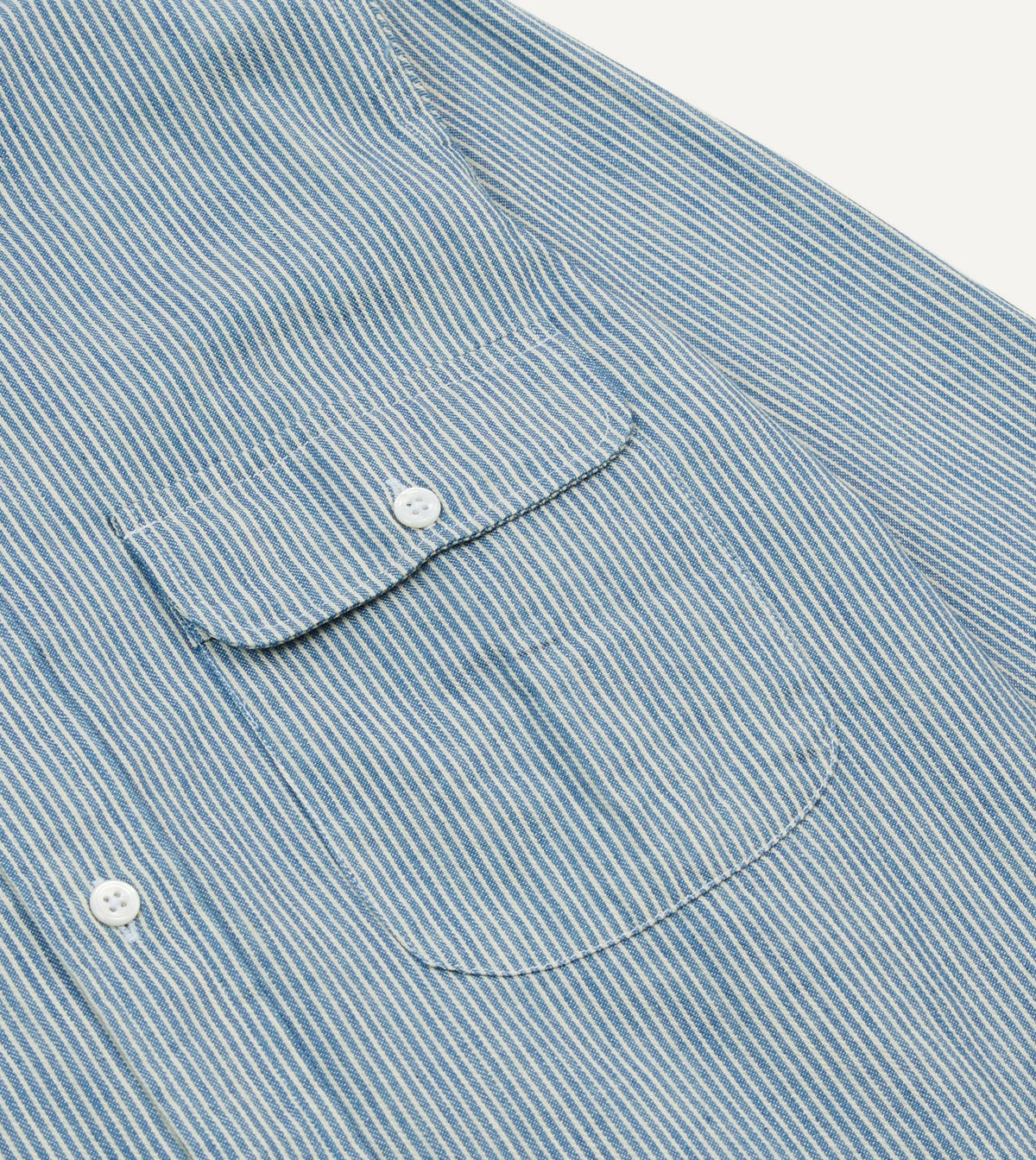 Drake's Navy Stripe Denim Work Shirt