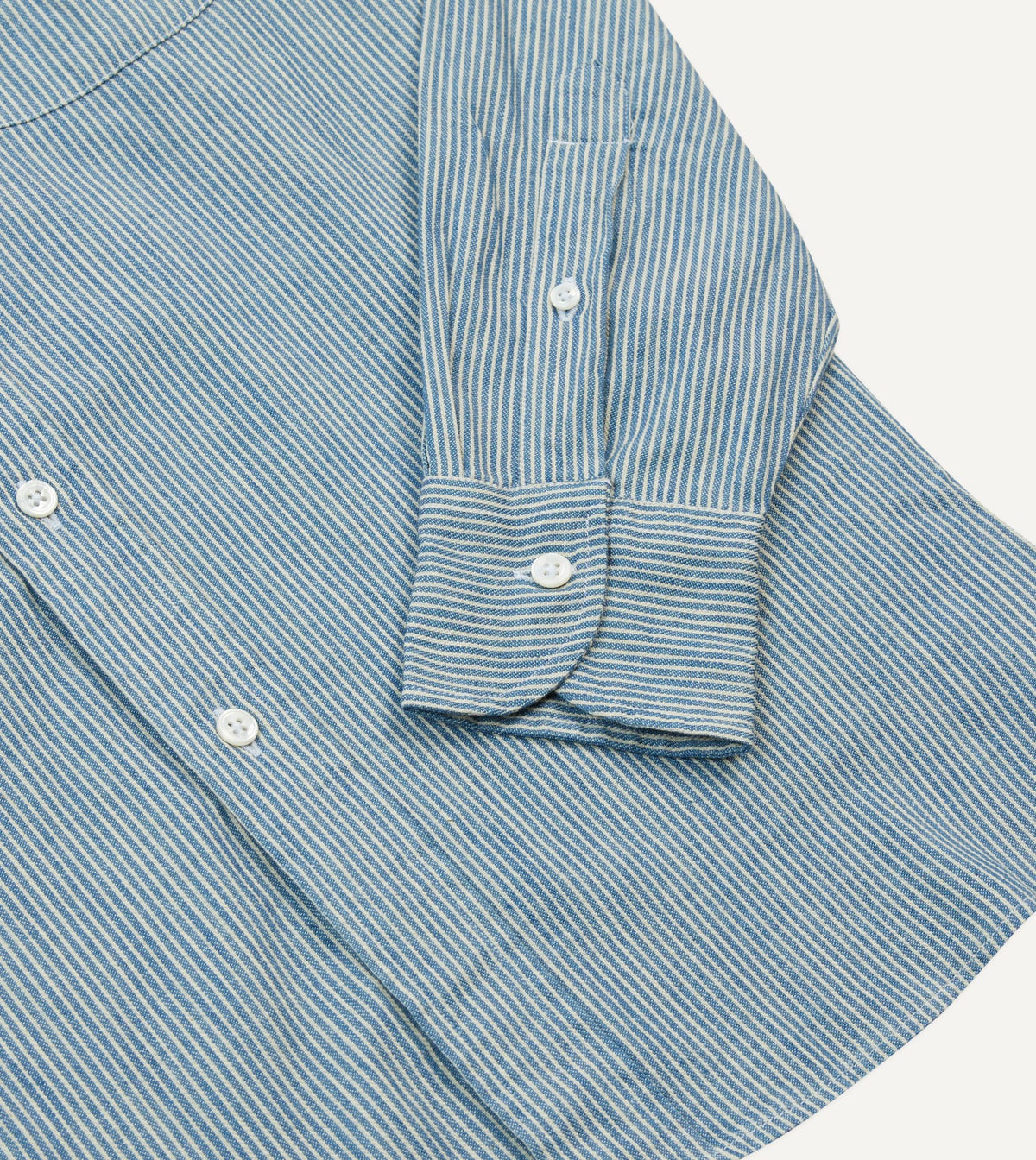 Drake's Navy Stripe Denim Work Shirt