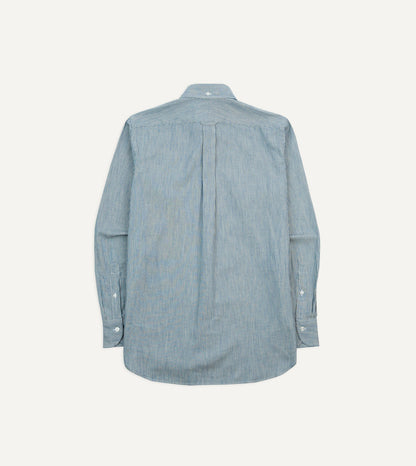 Drake's Navy Stripe Denim Work Shirt