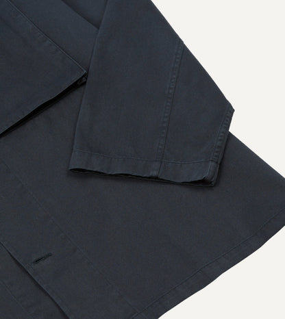Drake's Navy Stone Wash Cotton Military Overshirt