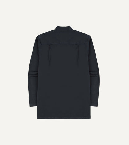 Drake's Navy Stone Wash Cotton Military Overshirt