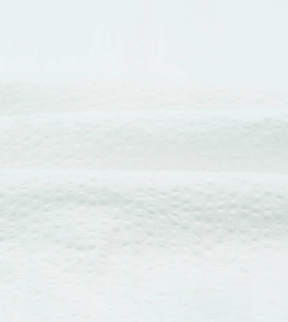 Drake's White Cotton-Linen Seersucker Camp Collar Short Sleeve Shirt
