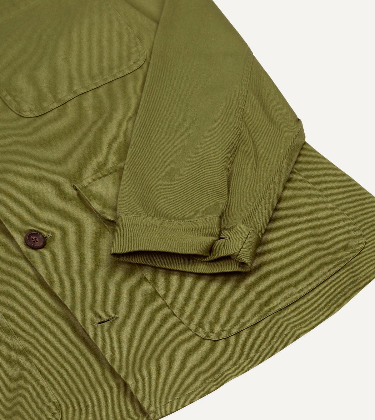 Drake's Green Cotton Twill Three-Pocket Overshirt