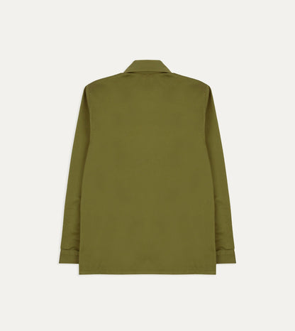 Drake's Green Cotton Twill Three-Pocket Overshirt