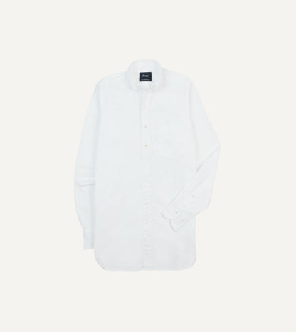 Drake's White Cotton Pocket Poplin Button-Down Shirt