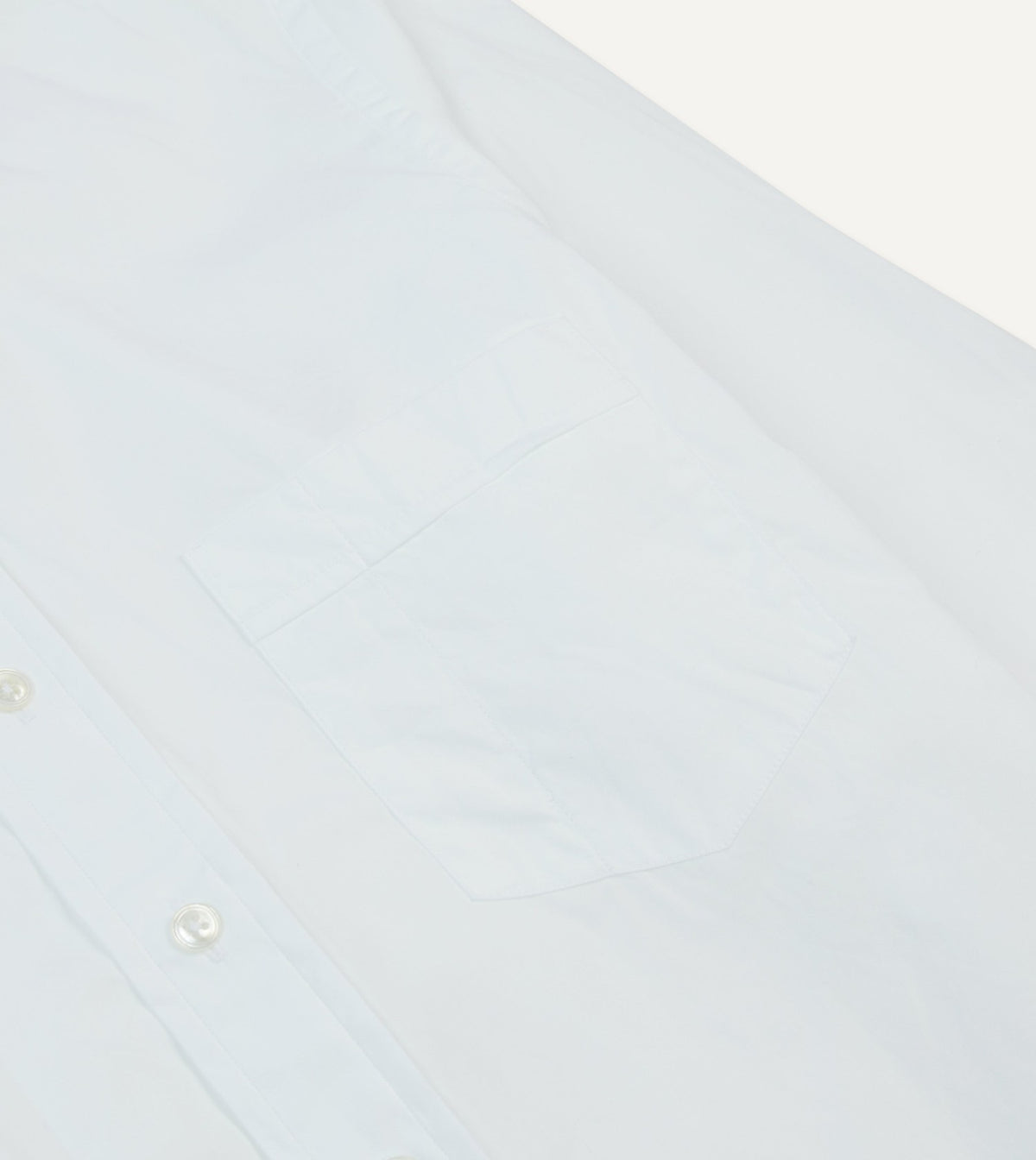 Drake's White Cotton Pocket Poplin Button-Down Shirt