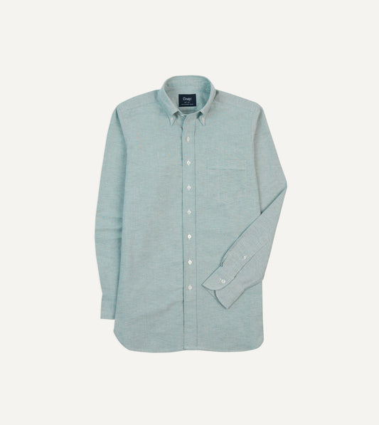 Drake's Green Cotton Oxford Cloth Button-Down Shirt