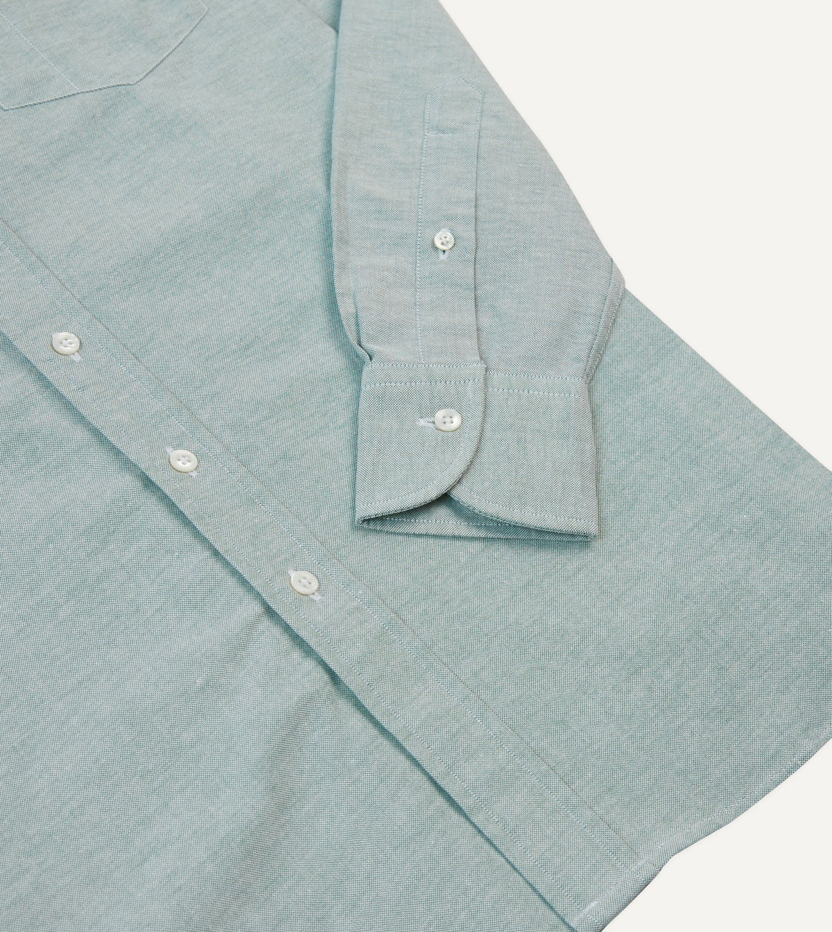 Drake's Green Cotton Oxford Cloth Button-Down Shirt