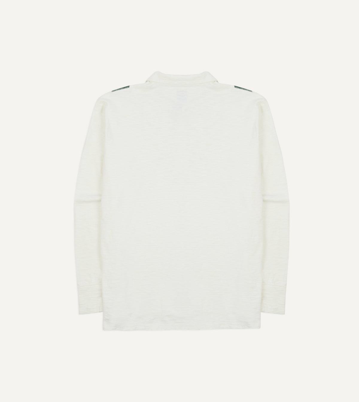 Drake's Ecru and Green Chevron Cotton Rugby Shirt