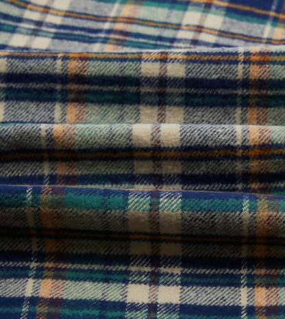 Drake's Indigo Check Cotton Two-Pocket Work Shirt