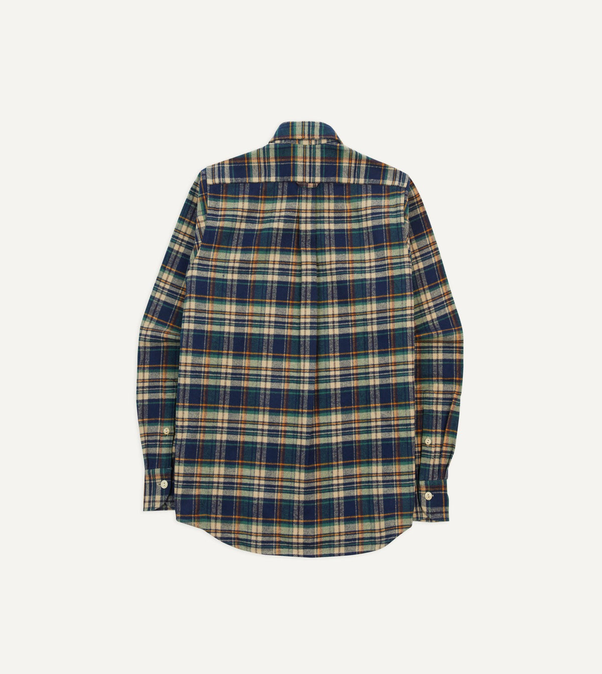Drake's Indigo Check Cotton Two-Pocket Work Shirt
