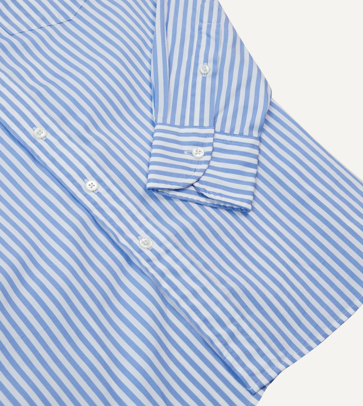 Drake's Blue Bengal Stripe Cotton Poplin Button-Down Shirt