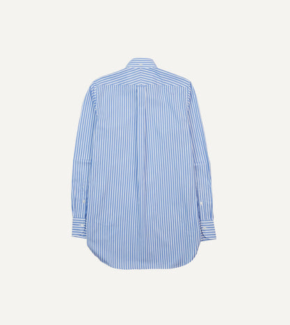 Drake's Blue Bengal Stripe Cotton Poplin Button-Down Shirt
