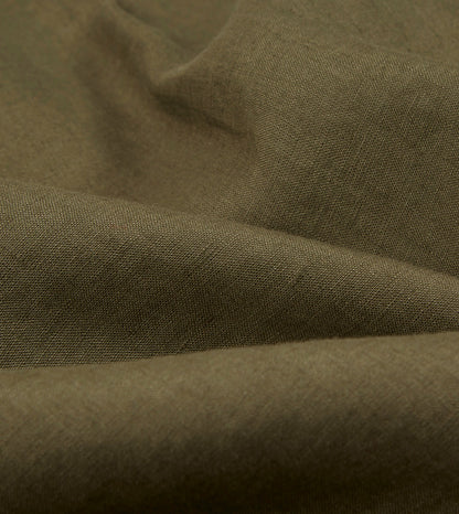 Drake's Khaki Green Linen Spread Collar Shirt