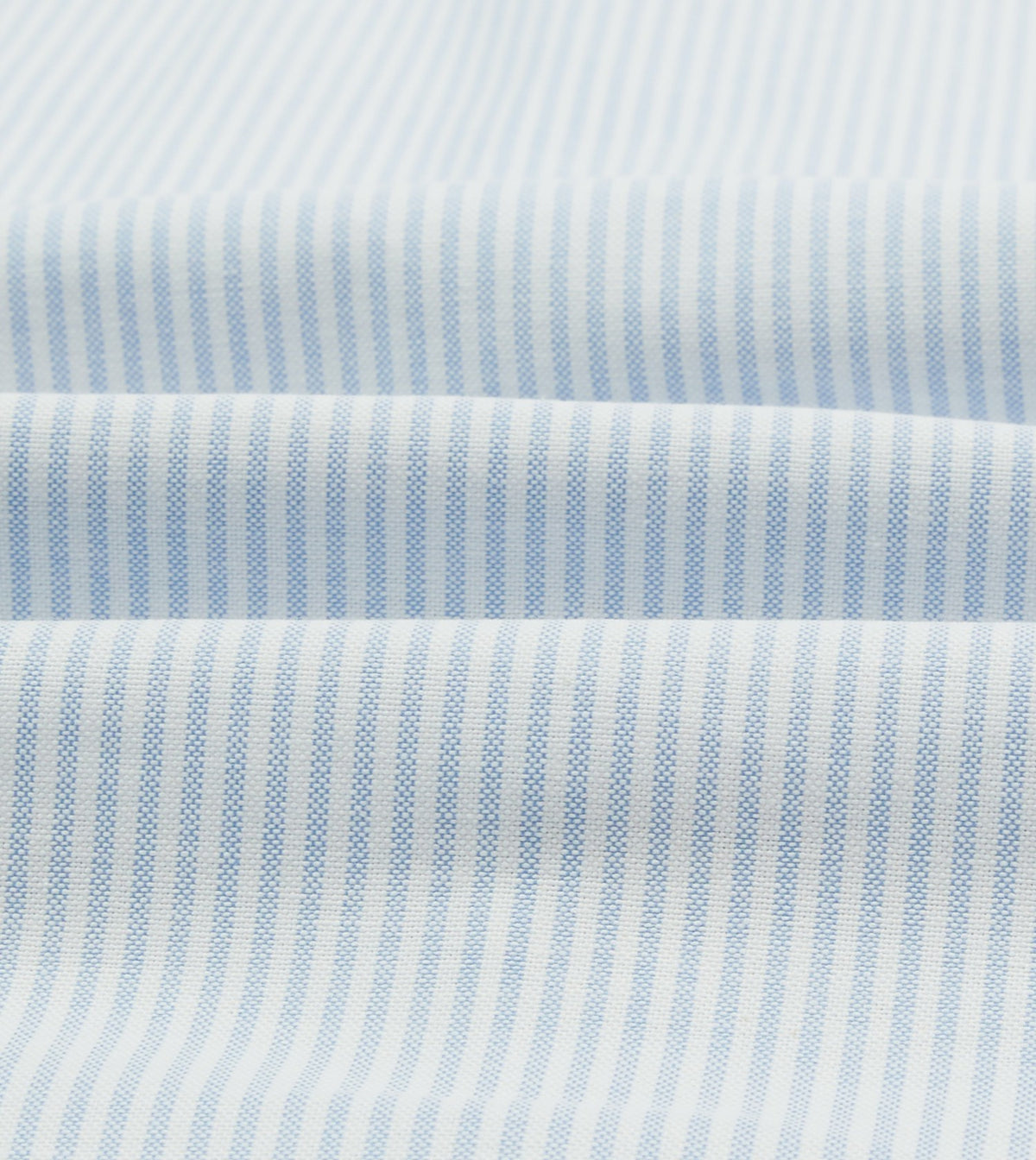 Drake's Light Blue and White Ticking Stripe Cotton Oxford Cloth Long Point Collar Shirt