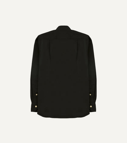 Drake's Black Cotton Mandarin Collar Shirt