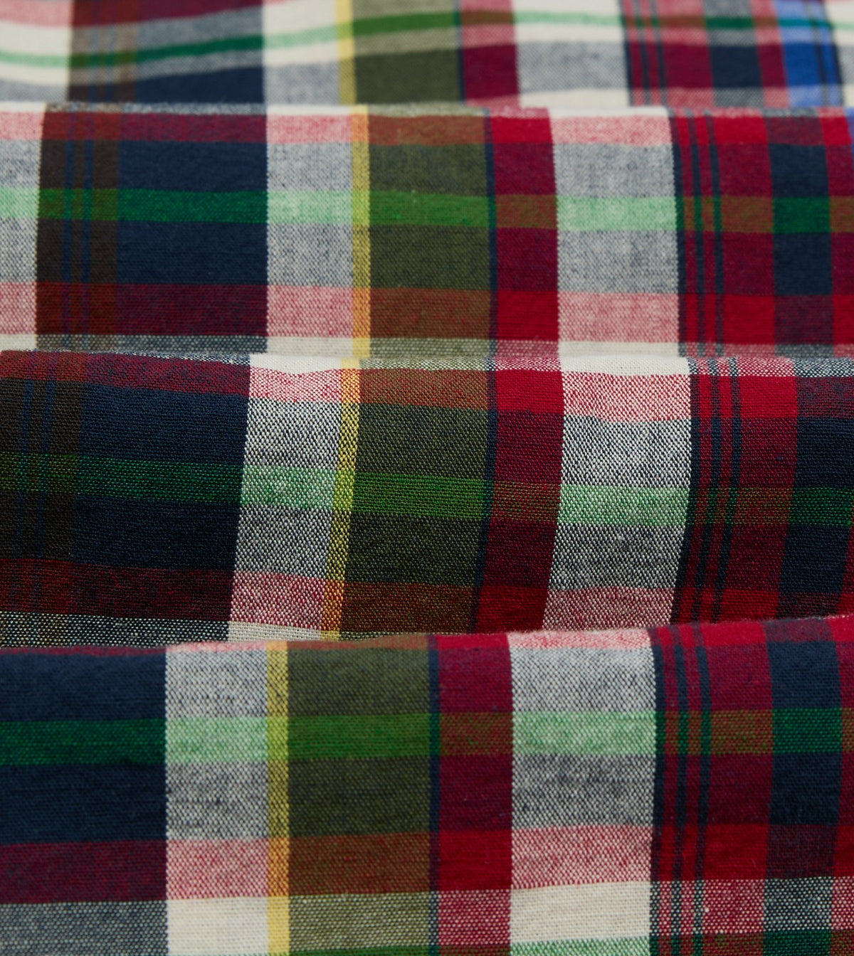 Drake's Navy and Red Check Cotton-Linen Two-Pocket Work Shirt