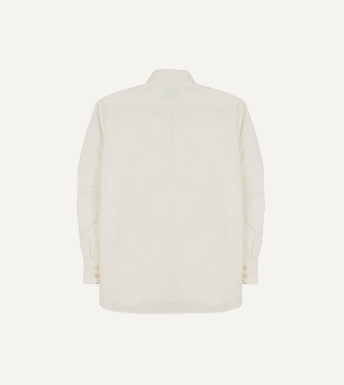 Drake's White Cotton Two-Pocket Work Shirt