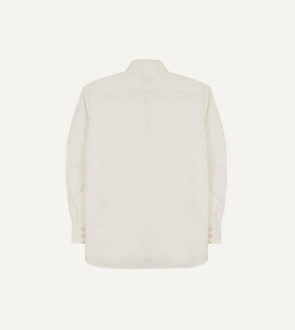 Drake's White Cotton Two-Pocket Work Shirt