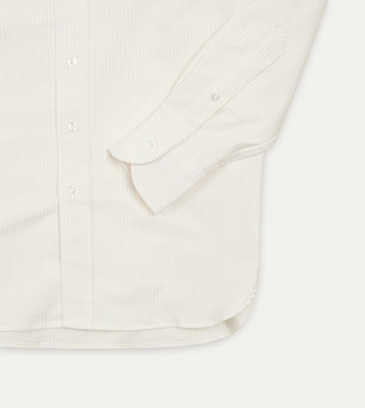 Drake's Cream Ticking Stripe Cotton Oxford Cloth Button-Down Shirt