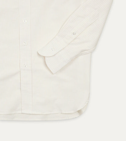 Drake's Cream Ticking Stripe Cotton Oxford Cloth Button-Down Shirt