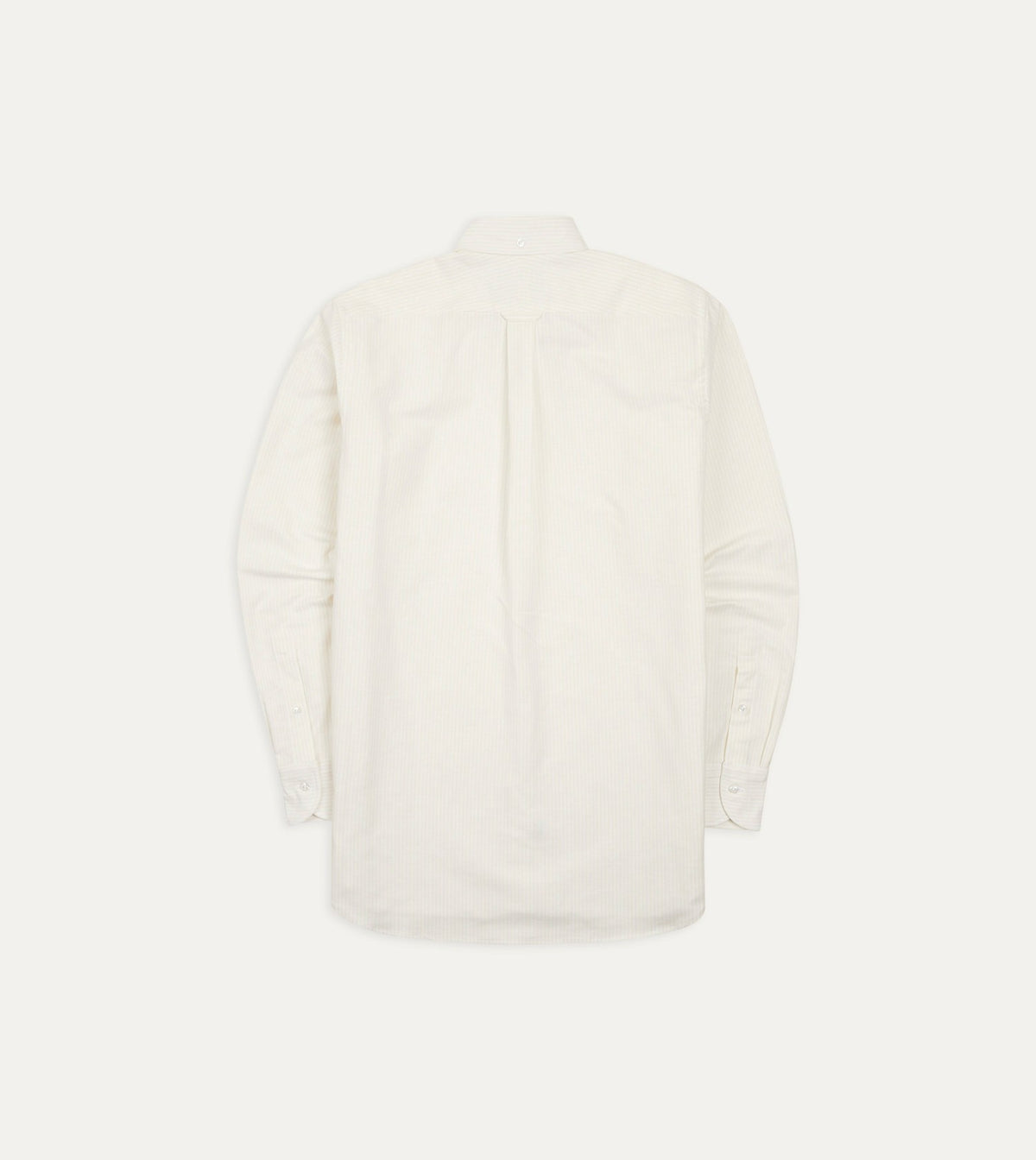 Drake's Cream Ticking Stripe Cotton Oxford Cloth Button-Down Shirt