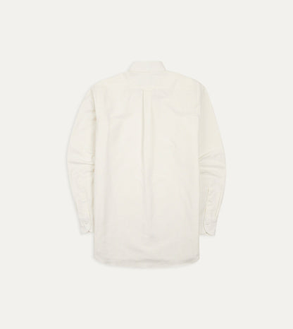 Drake's Cream Ticking Stripe Cotton Oxford Cloth Button-Down Shirt