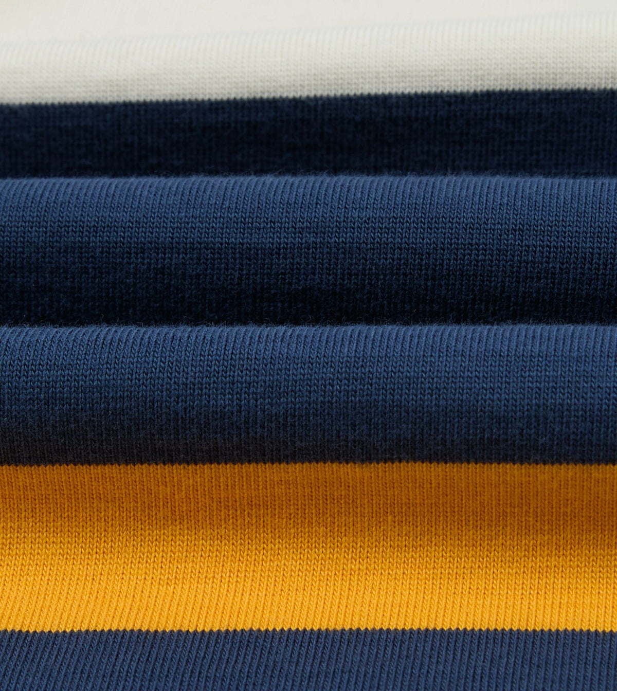 Drake's Navy and Yellow Stripe Cotton Quarter Zip Rugby Shirt