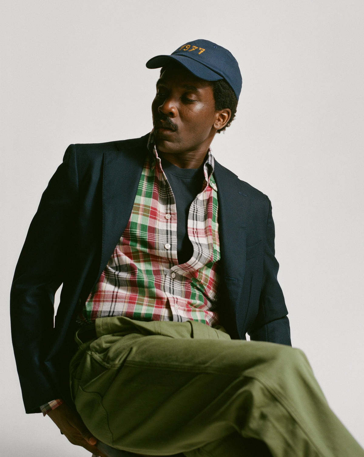 Drake's Green and Burgundy Madras Check Cotton Button-Down Shirt