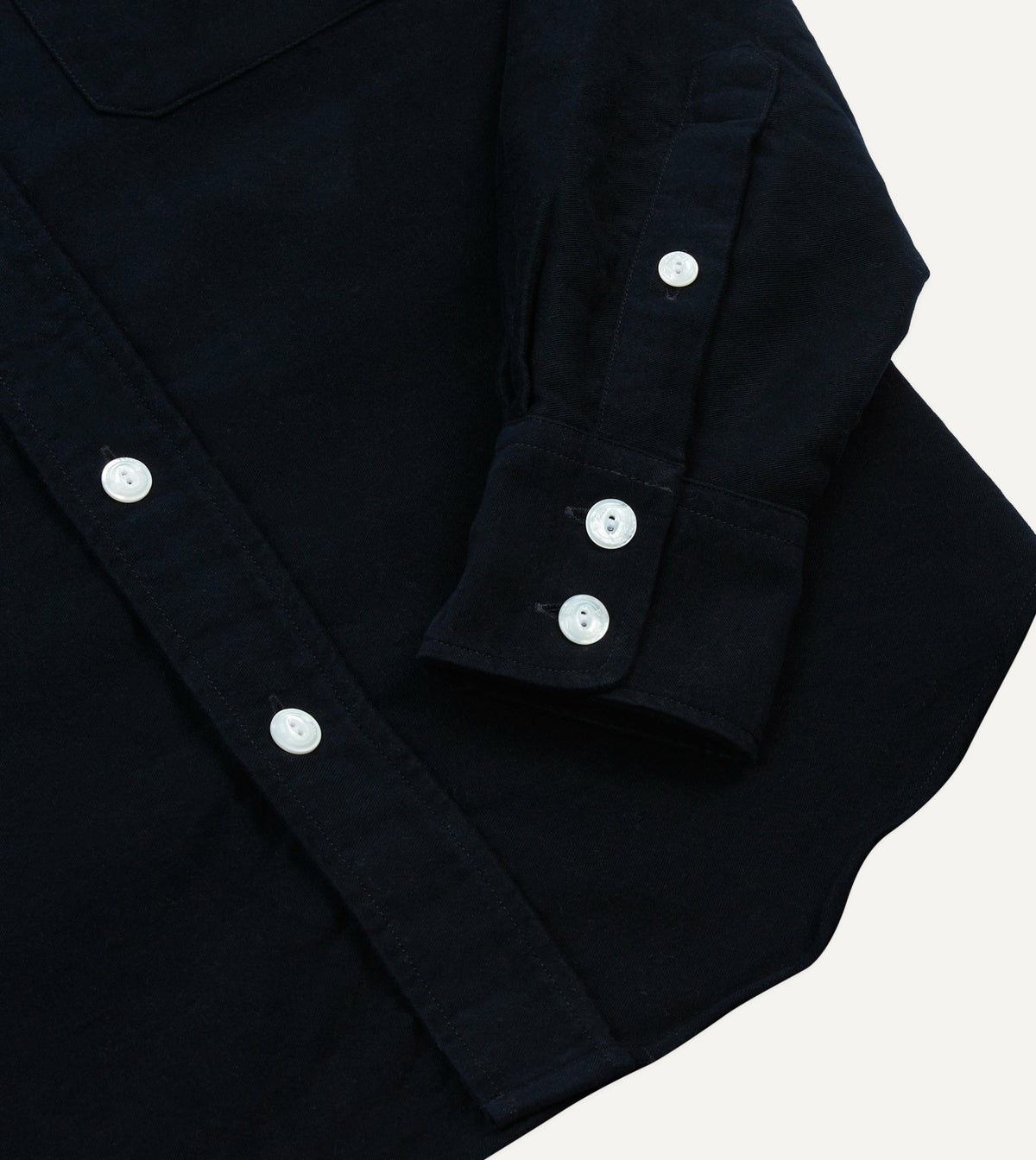 Drake's Navy Moleskin Two-Pocket Western Shirt