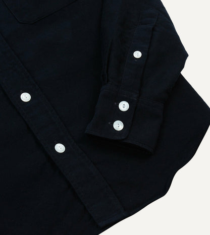 Drake's Navy Moleskin Two-Pocket Western Shirt