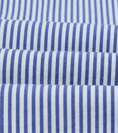 Drake's Blue and White Stripe Button-Down Collar Fob Pocket Shirt