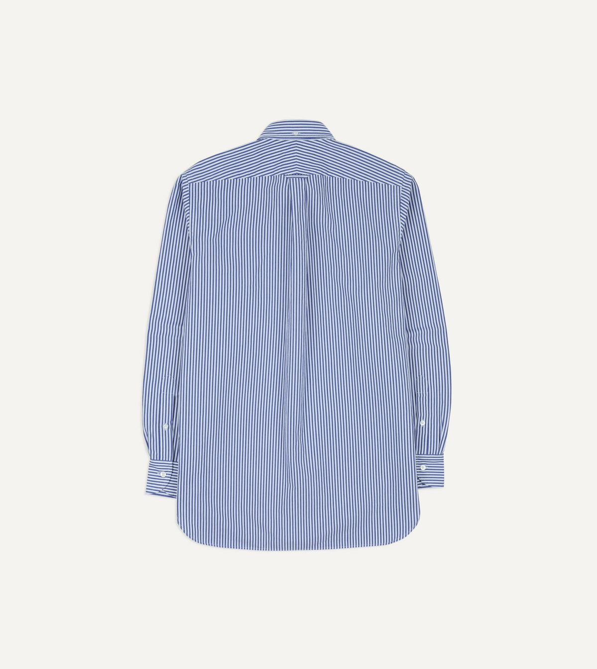 Drake's Blue and White Stripe Button-Down Collar Fob Pocket Shirt