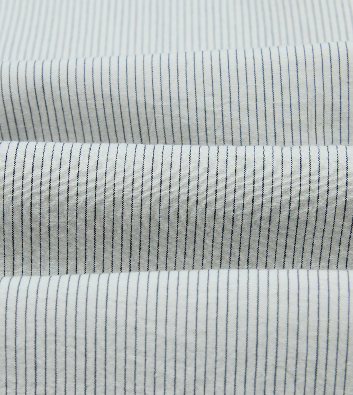 Drake's White and Navy Stripe Cotton Mandarin Collar Shirt