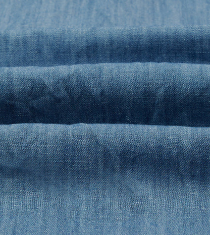 Drake's Stone Wash Cotton-Linen Long Point Collar Work Shirt