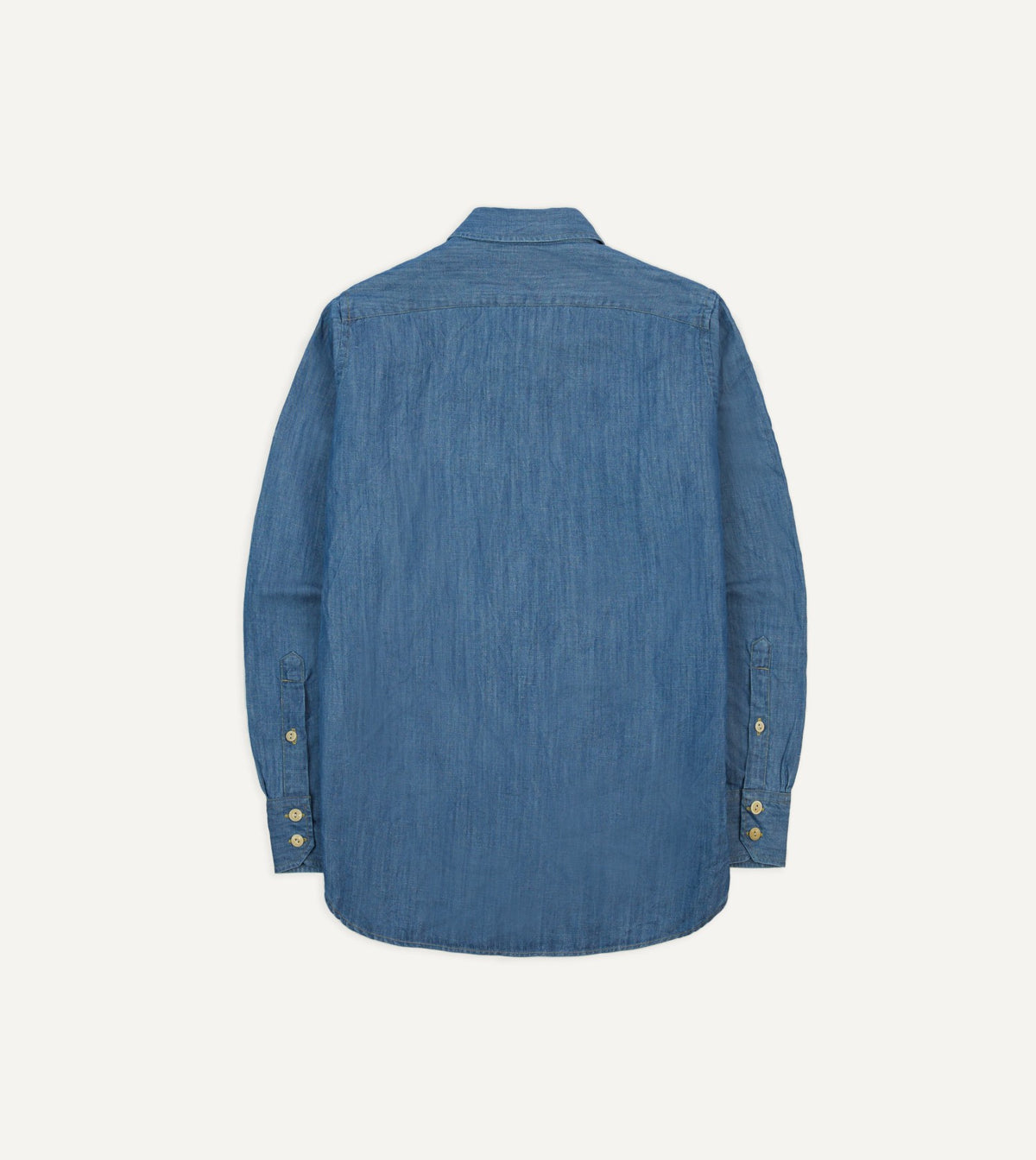 Drake's Stone Wash Cotton-Linen Long Point Collar Work Shirt
