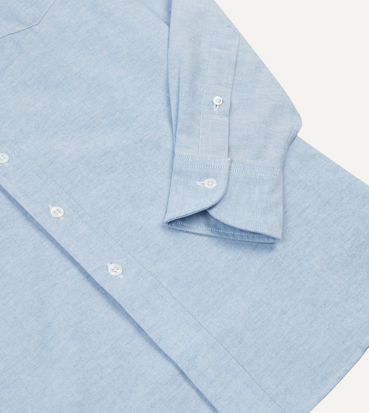 Drake's Blue Cotton Oxford Cloth Long Point Collar Shirt