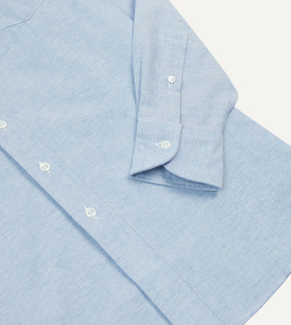 Drake's Blue Cotton Oxford Cloth Long Point Collar Shirt