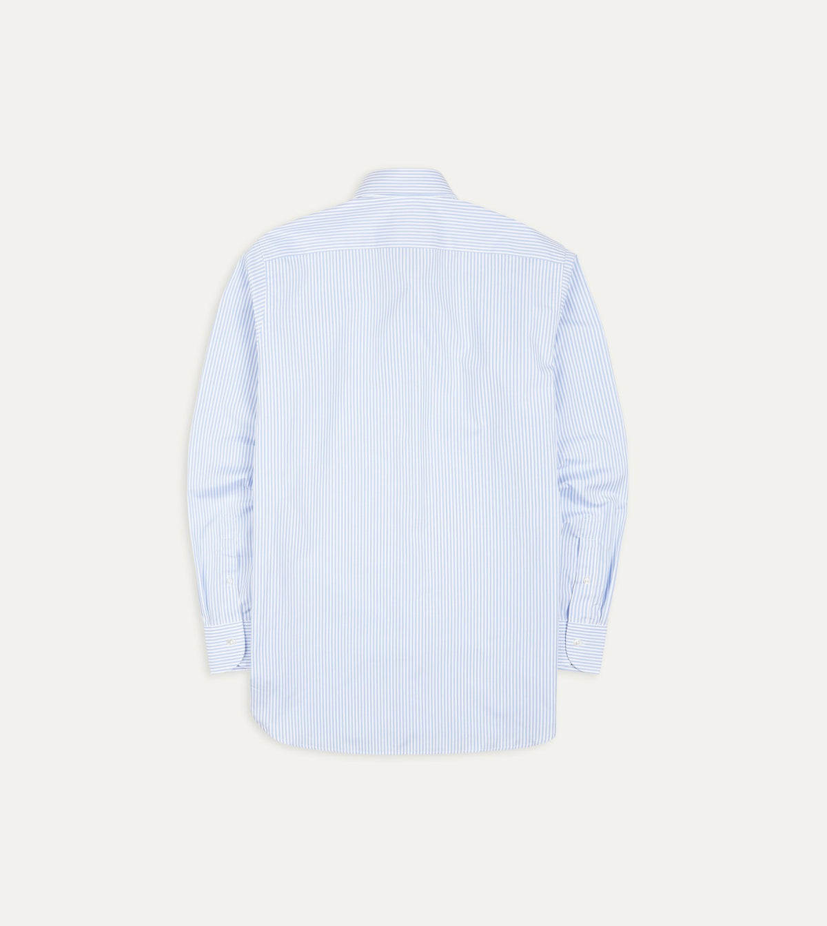 Drake's Sky Blue and White Bengal Stripe Spread Collar Cotton Poplin Shirt