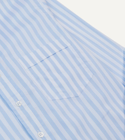 Drake's Blue Broad Stripe Cotton Poplin Button-Down Shirt