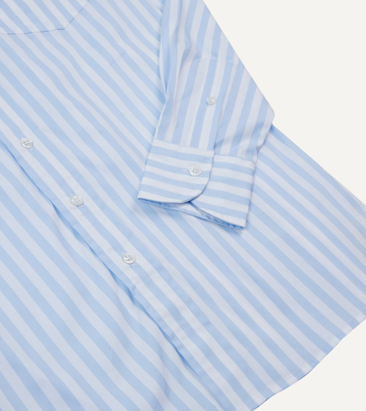 Drake's Blue Broad Stripe Cotton Poplin Button-Down Shirt